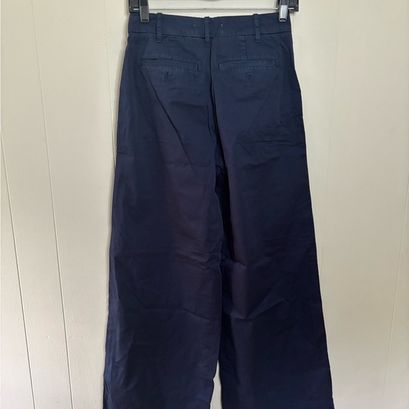 Everlane navy blue wide leg organic cotton pants high rise size 00 new - Picture 4 of 5